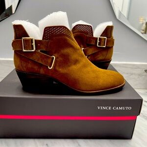 Vince Camino Pumpernickel Suede Panthea Exposed Ankle Bootie (New) - Size 6